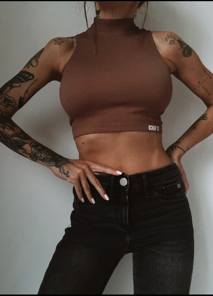 Top Bezszwowy Seamless Comfy Stripes Chocolate