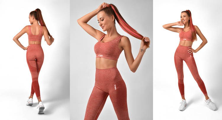 Bezešvé legíny Red Melange Shape (Push Up)