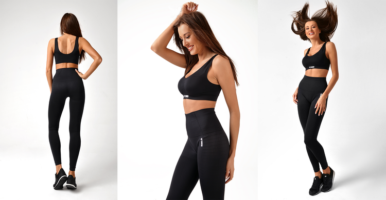 Seamless Leggings Black Plain (Push Up)