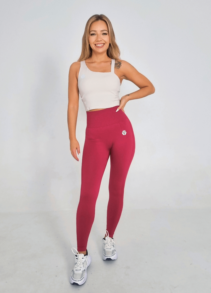 Seamless Leggings Push Up Burgund