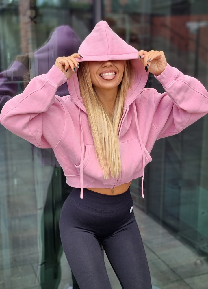 Bluza Dresowa z Kapturem Pink
