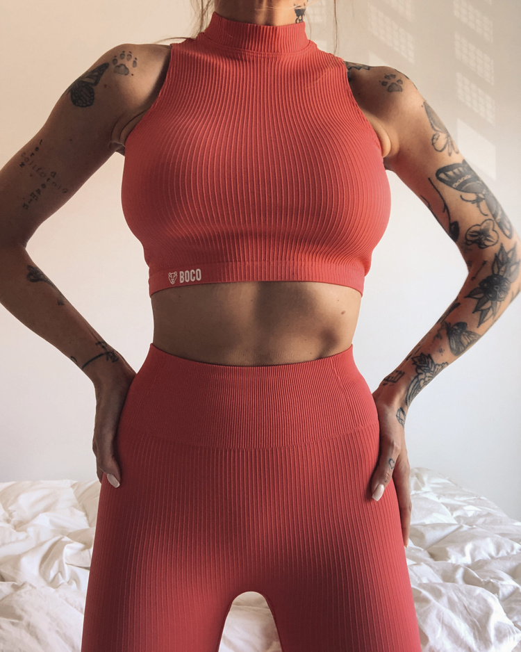 Legginsy Bezszwowe Seamless Comfy Stripes Coral