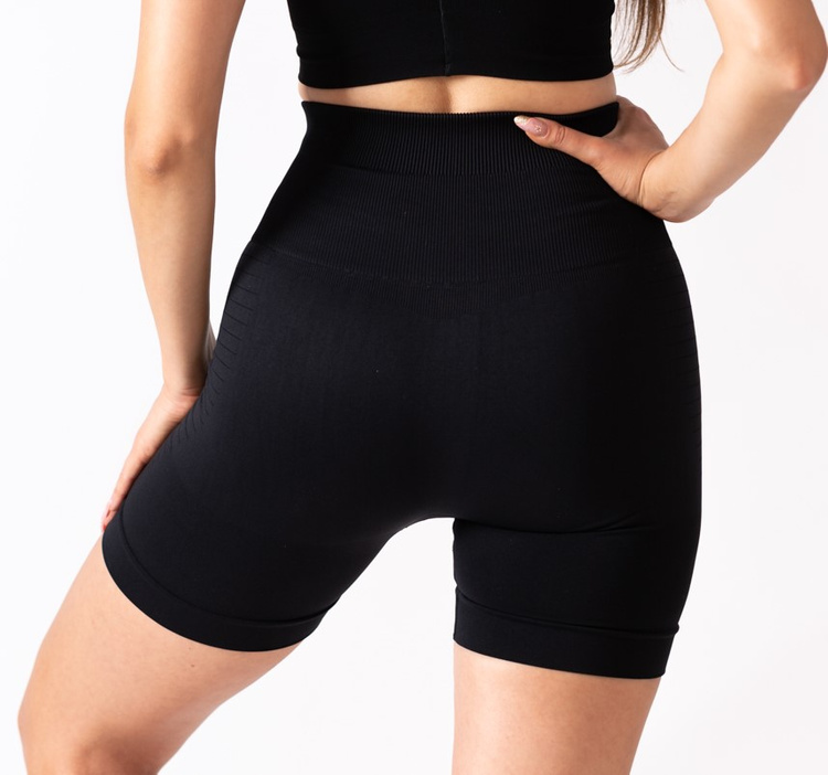 Shorts Seamless High Rise Black Plain