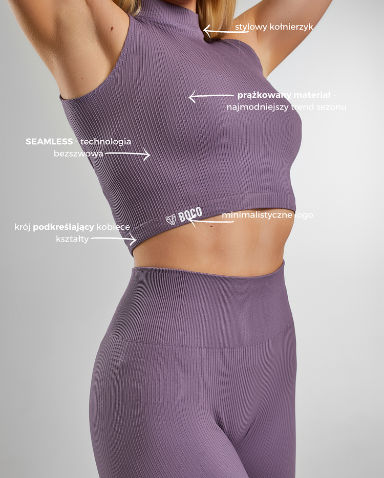 Bezešvé pohodlné pruhy Lavender Top