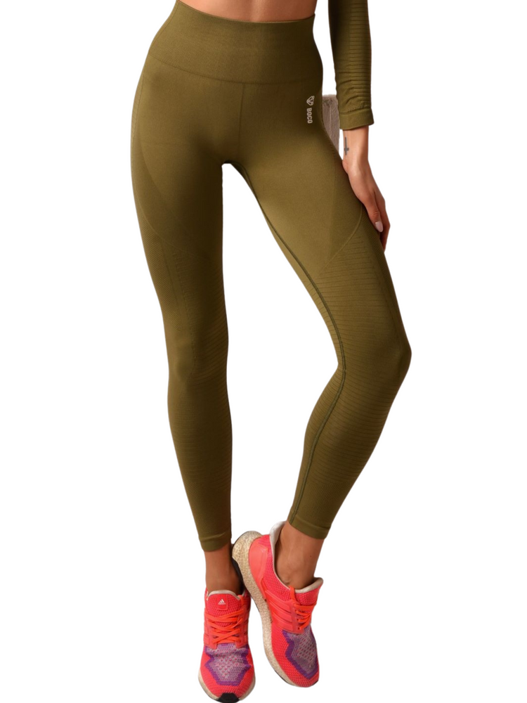 Legginsy Bezszwowe Khaki Cropped  