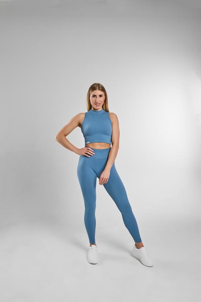 Bezešvý top Comfy Stripes Smoke Blue