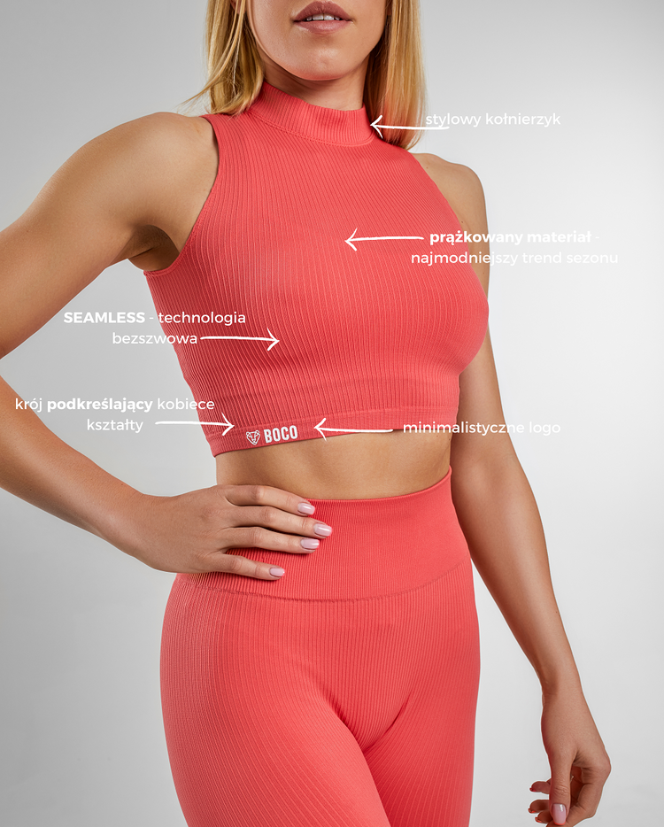 Top Bezszwowy Seamless Comfy Stripes Coral