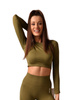 Longsleeve Bezszwowy Khaki Cropped   