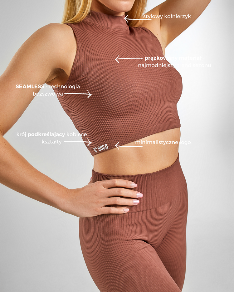 Top Bezszwowy Seamless Comfy Stripes Chocolate