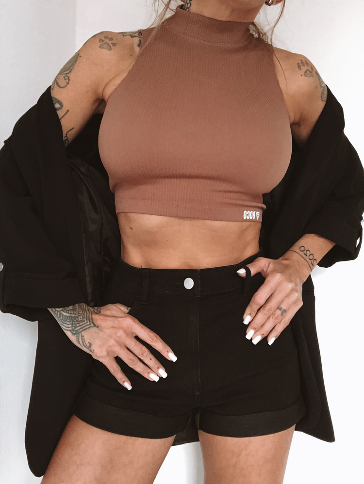 Top Bezszwowy Seamless Comfy Stripes Chocolate