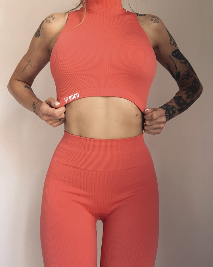 Top Bezszwowy Seamless Comfy Stripes Coral