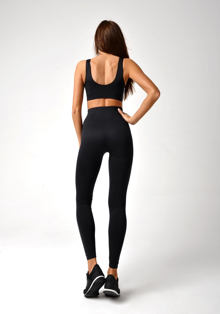 Bezešvé legíny Black Plain Shape (Push Up)